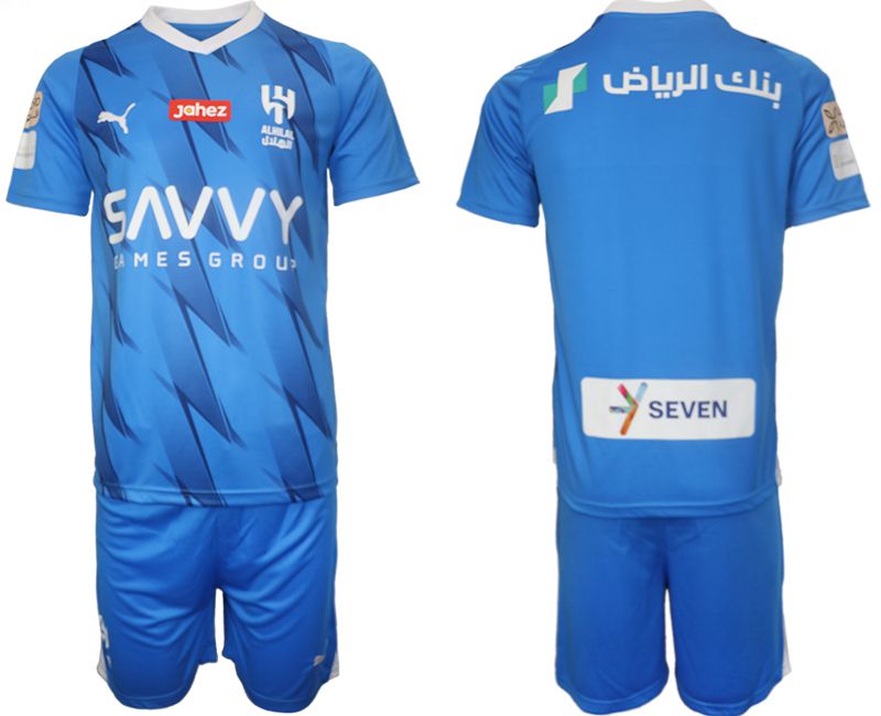 Men 2023-2024 Club Al Hilal Saudi home blank blue Soccer Jersey-0
